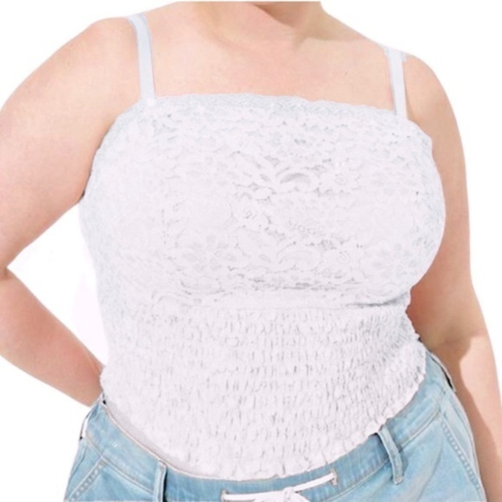 TORRID‎ Lace Square Neck Smocked Crop Top NWT